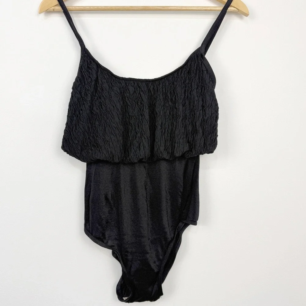 Vintage 80s 90s Robby Len‎ Swimsuit Women Size 8 Black One Piece Retro